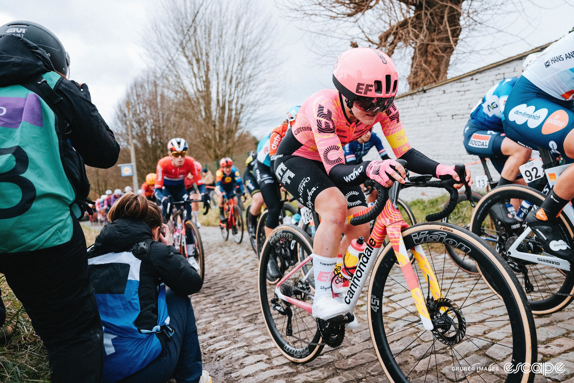 An EF rider on the cobbles.