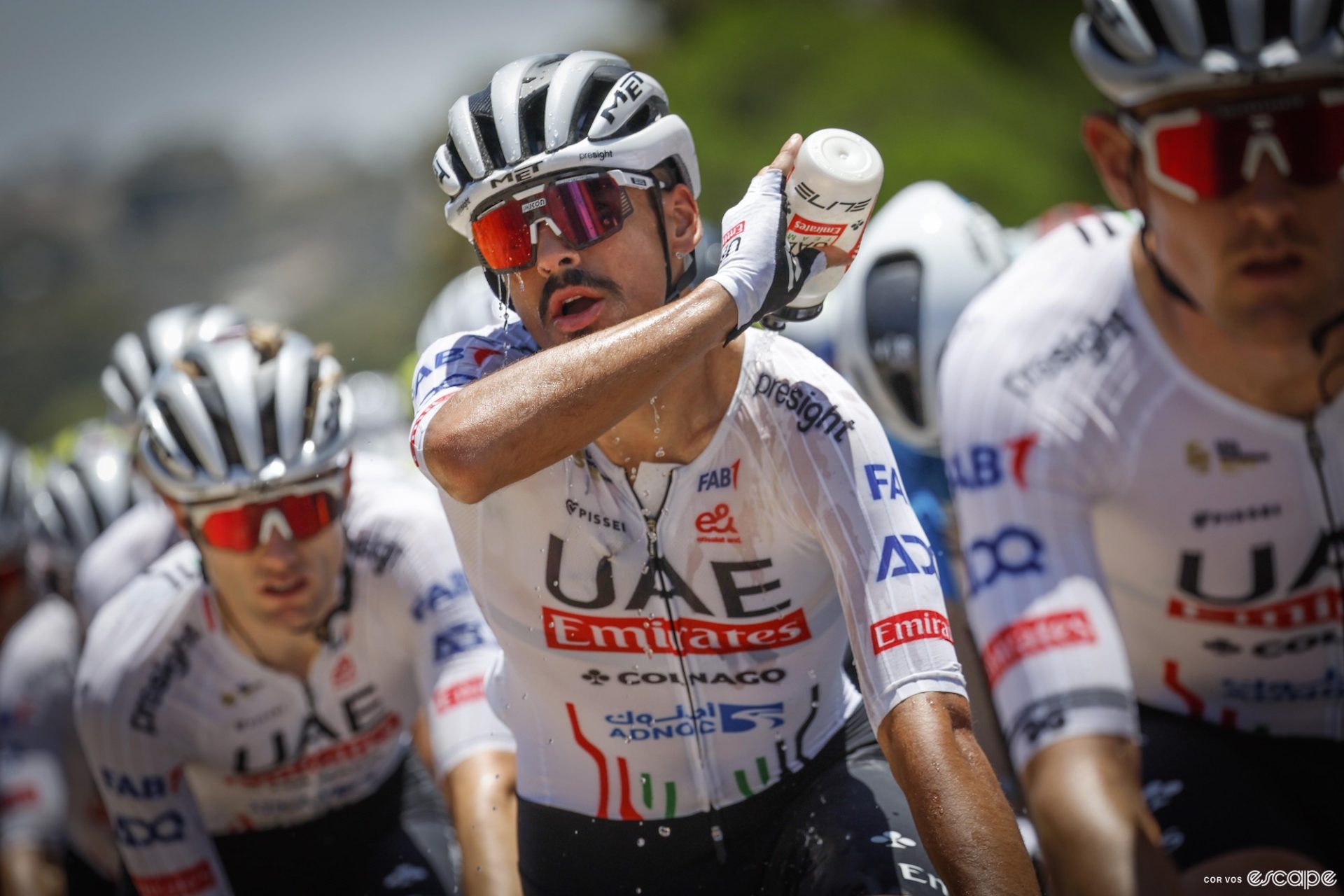 António Morgado douses himself with water at the Tour Down Under.