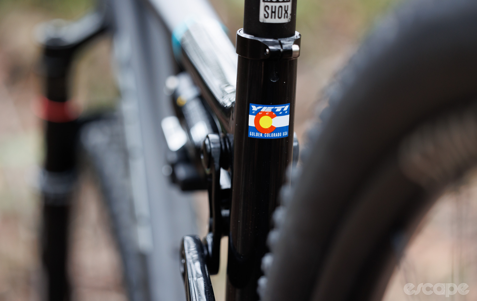 A look at the old Yeti logo that sits on the seat tube. 