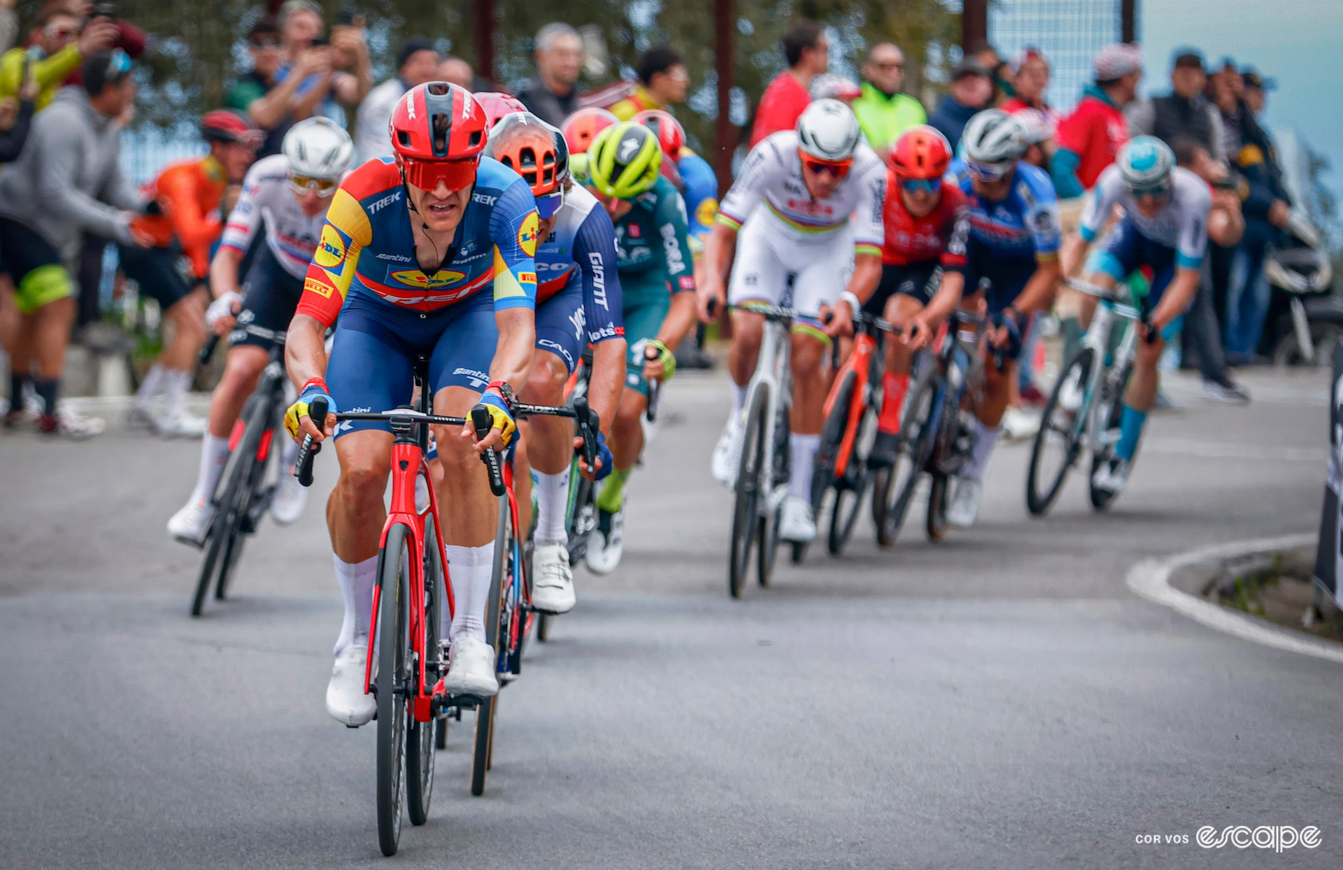 Jasper Stuyven leads the favourites during Milan-San Remo 2024.