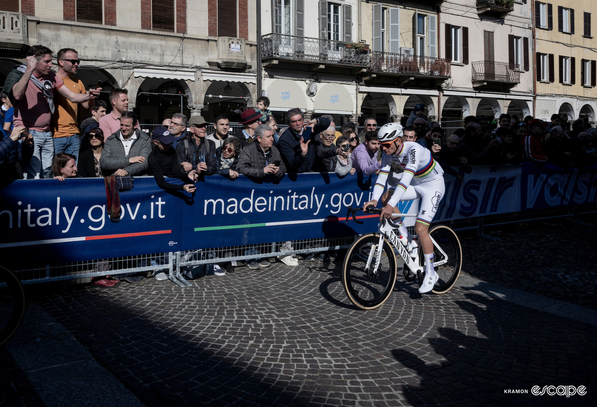 World champion Mathieu van der Poel before the start of Milan-San Remo 2024.