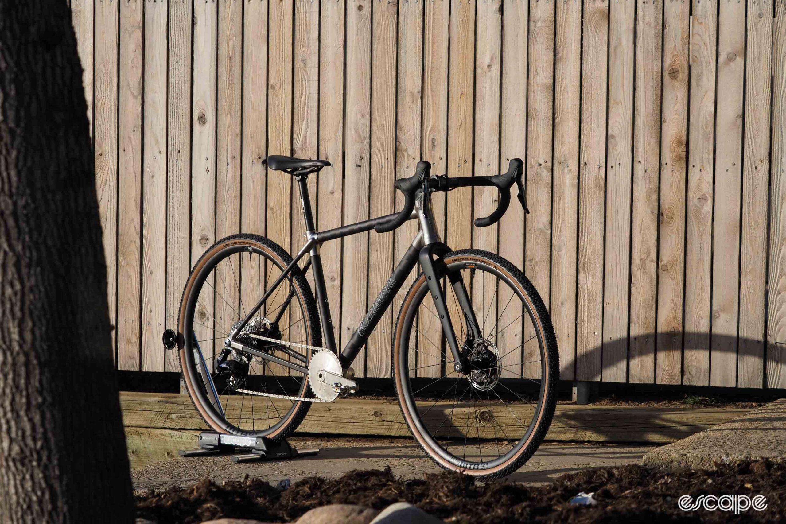 Framework gravel bike front three-quarter view