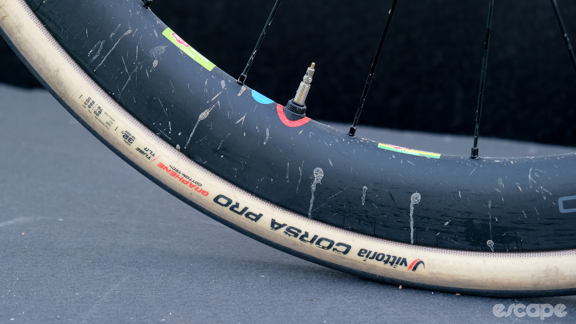 The image shows Jasper Philipsen's tyre