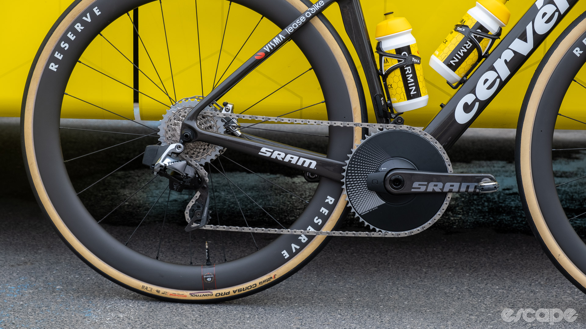 The image shows the drivetrain on Marianne Vos' Cervelo Soloist.