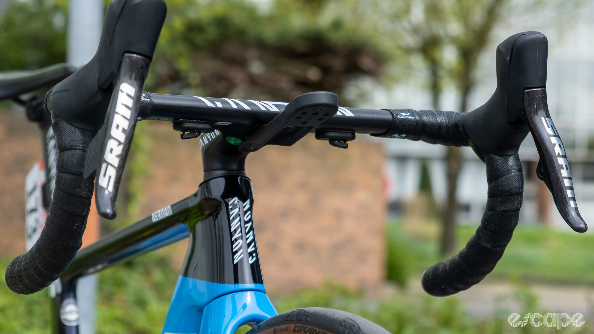 The image shows the underside of a handlebar 