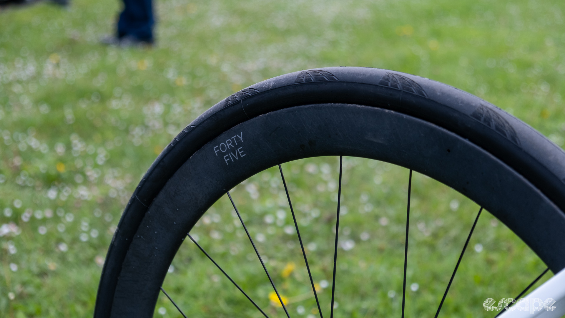 The image shows the tyre and wheels on Riley Sheehan’s Factor Ostro Gravel.