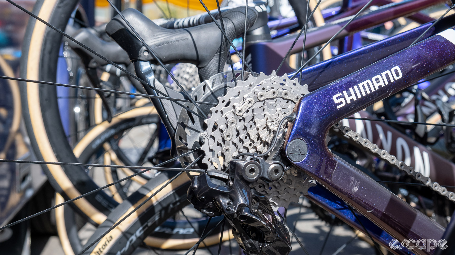 The image shows a Shimano Dura Ace 11-34 cassette.