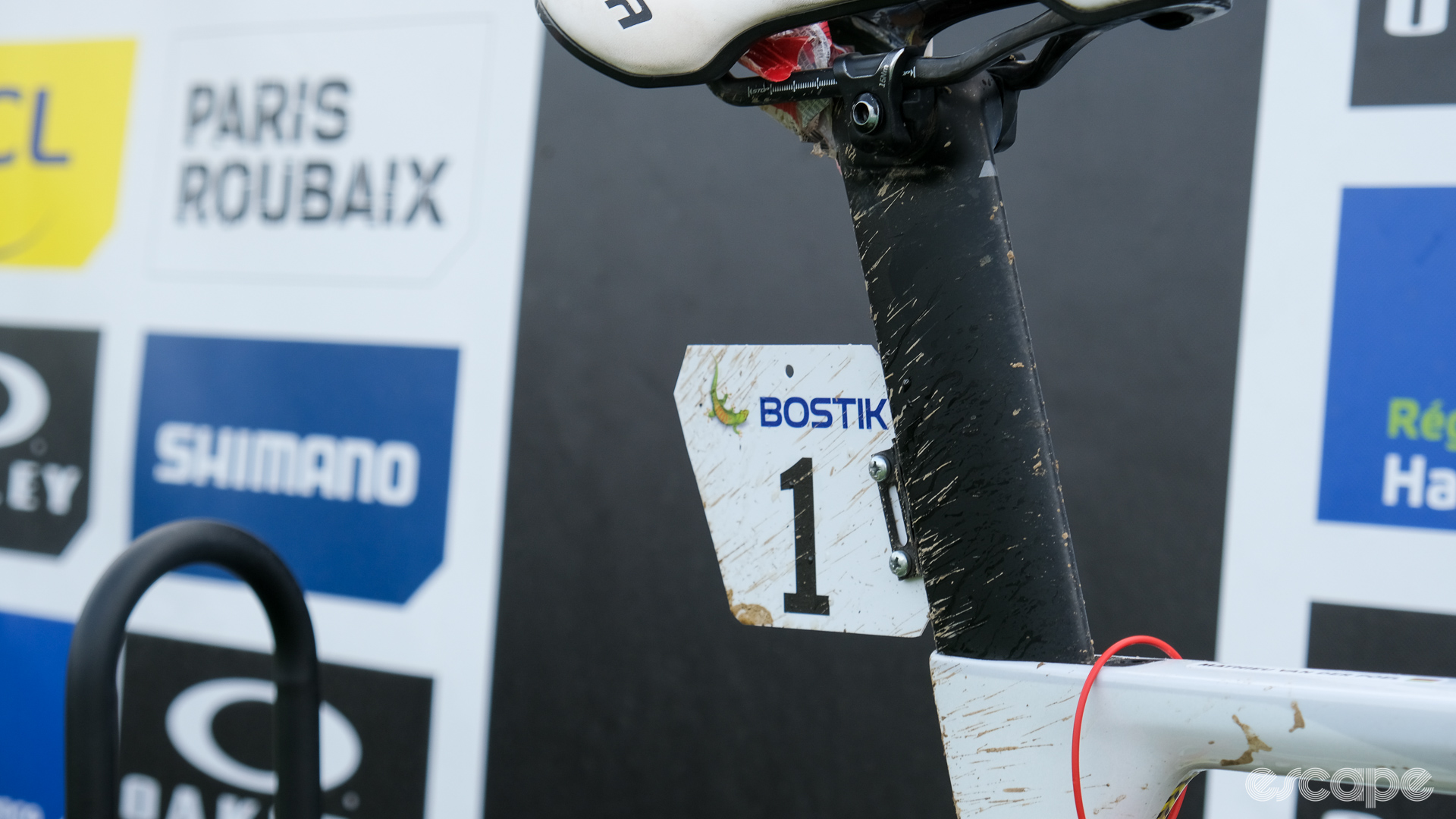 The image shows Mathieu van der Poel's race number