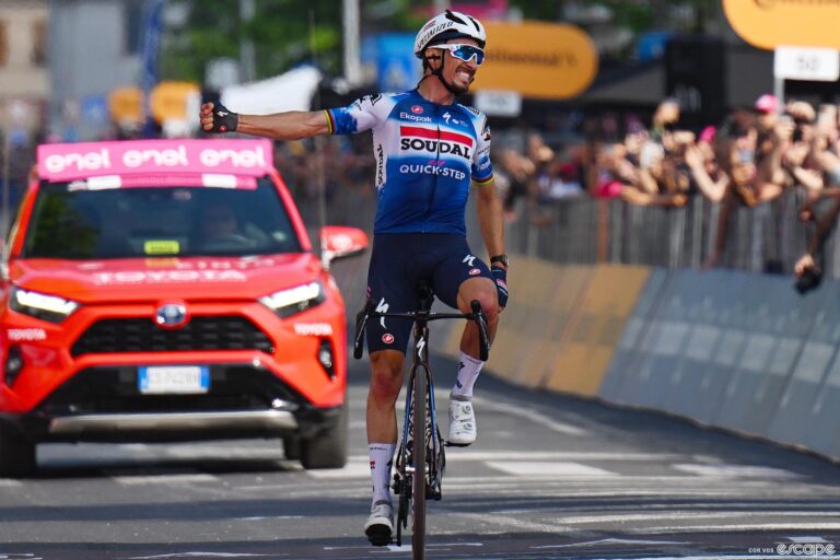 Julian Alaphilippe wins stage 12 of the Giro d'Italia.