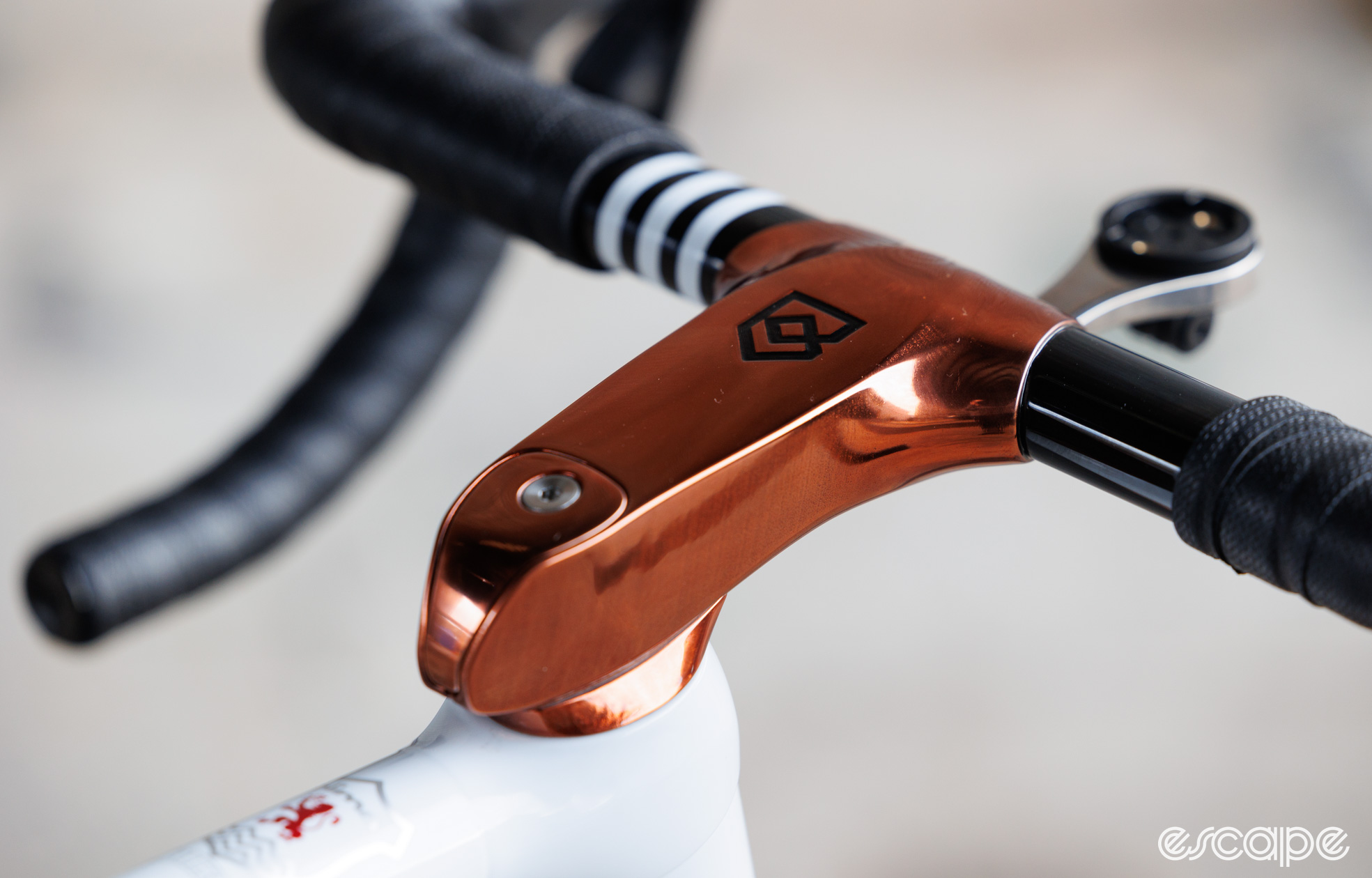 Candy painted titanium stem on the  Bastion Cycles Road bike. 