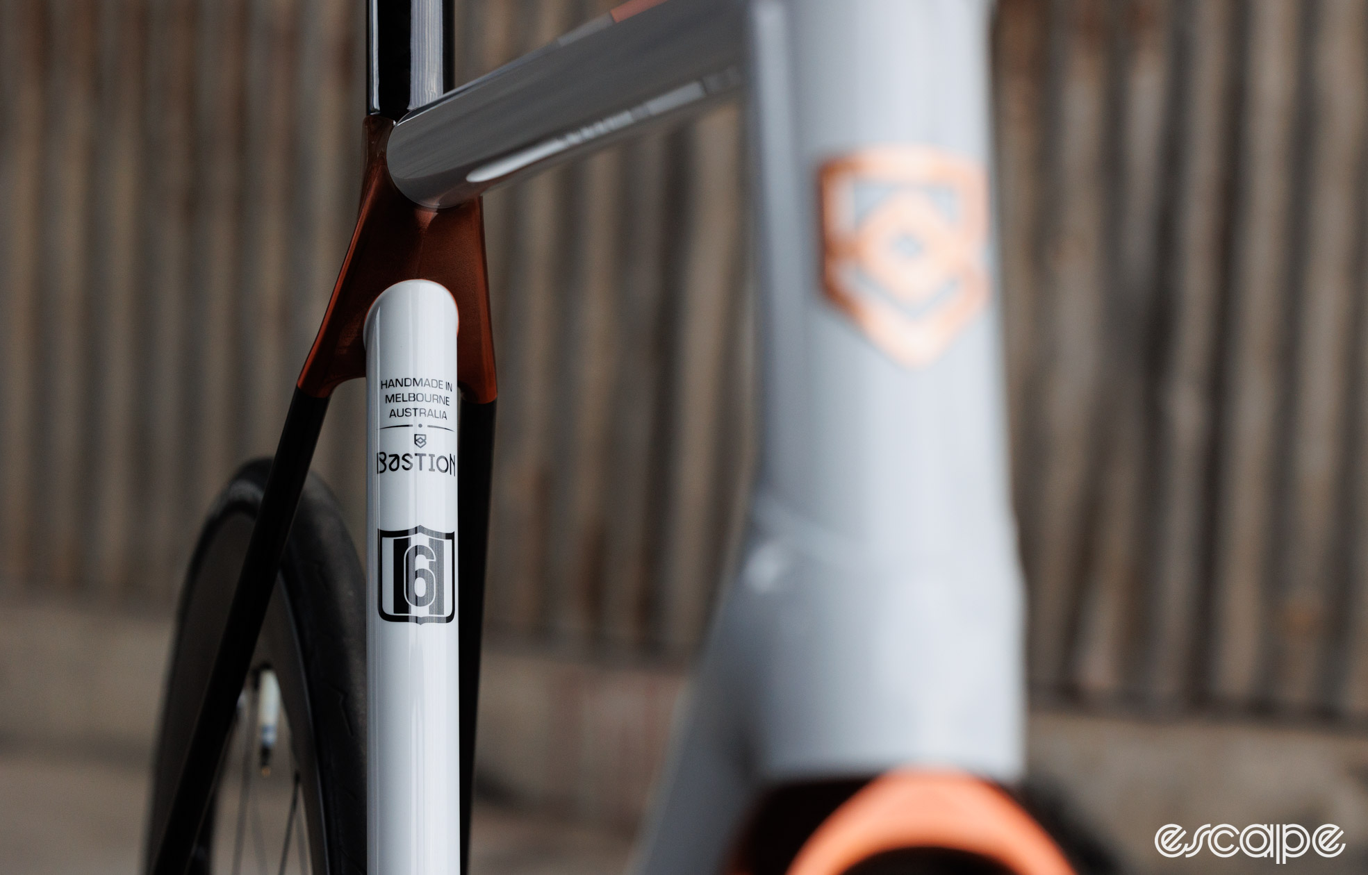Collingwood AFL team details on the paint of the  Bastion Cycles Road bike.