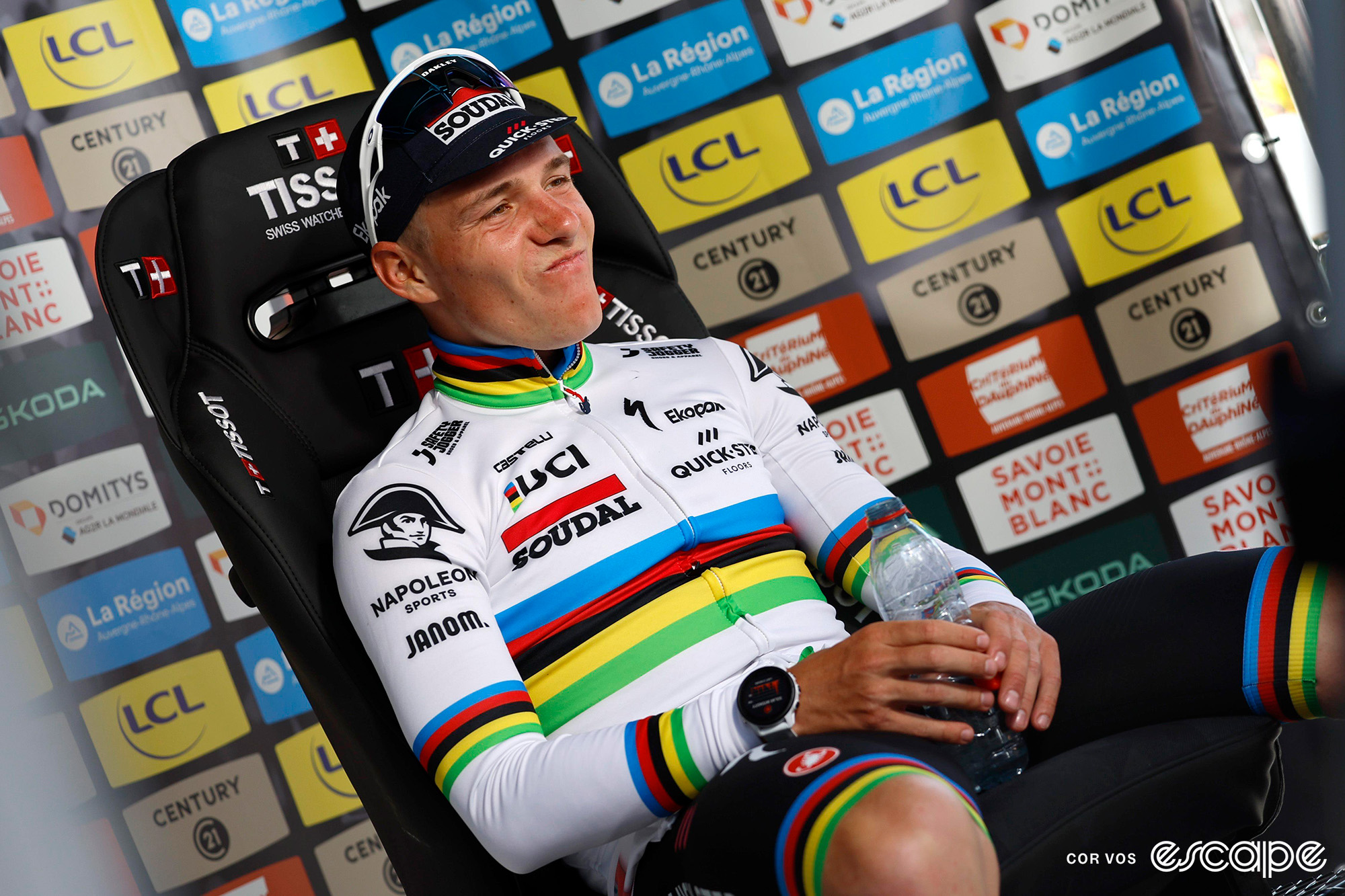 Remco Evenepoel sits in the Dauphiné TT hot seat.