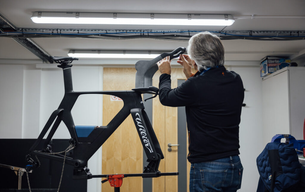 The image shows Salomoni working on the new extensions. 