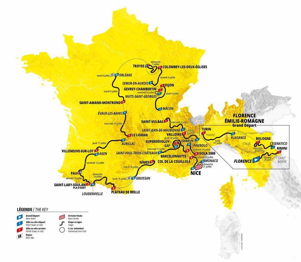 The Tour de France route map for 2024.