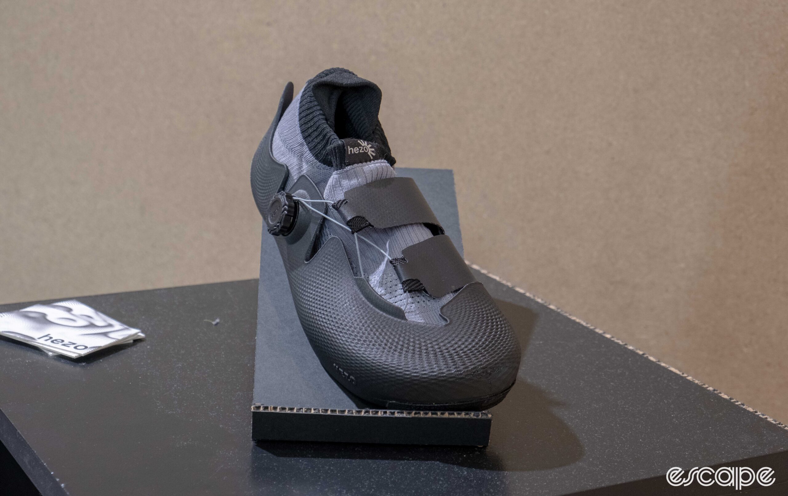 The photo shows the Hezo Helu One² 3d printed cycling shoes