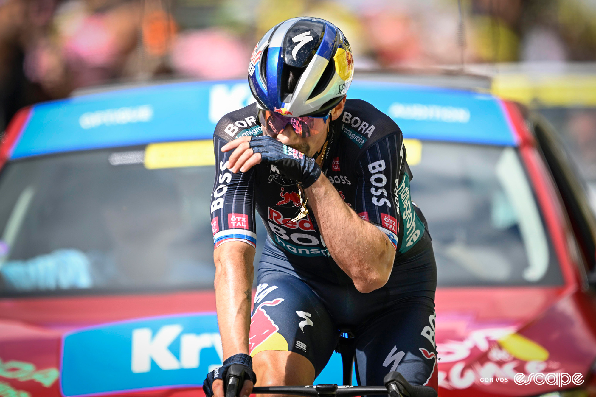 Primož Roglič finishing stage 11 of the 2024 Tour de France.