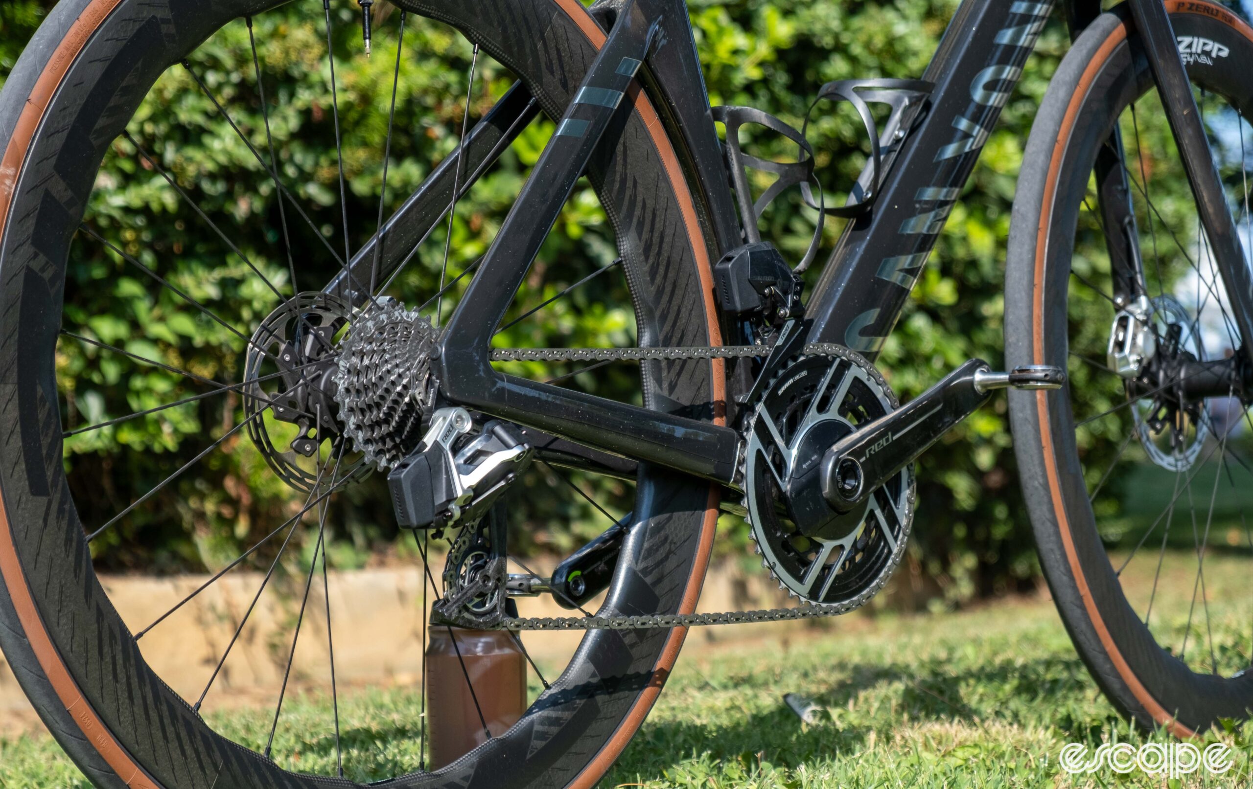 The photo shows Canyon's new Aeroad rear triangle and drivetrain