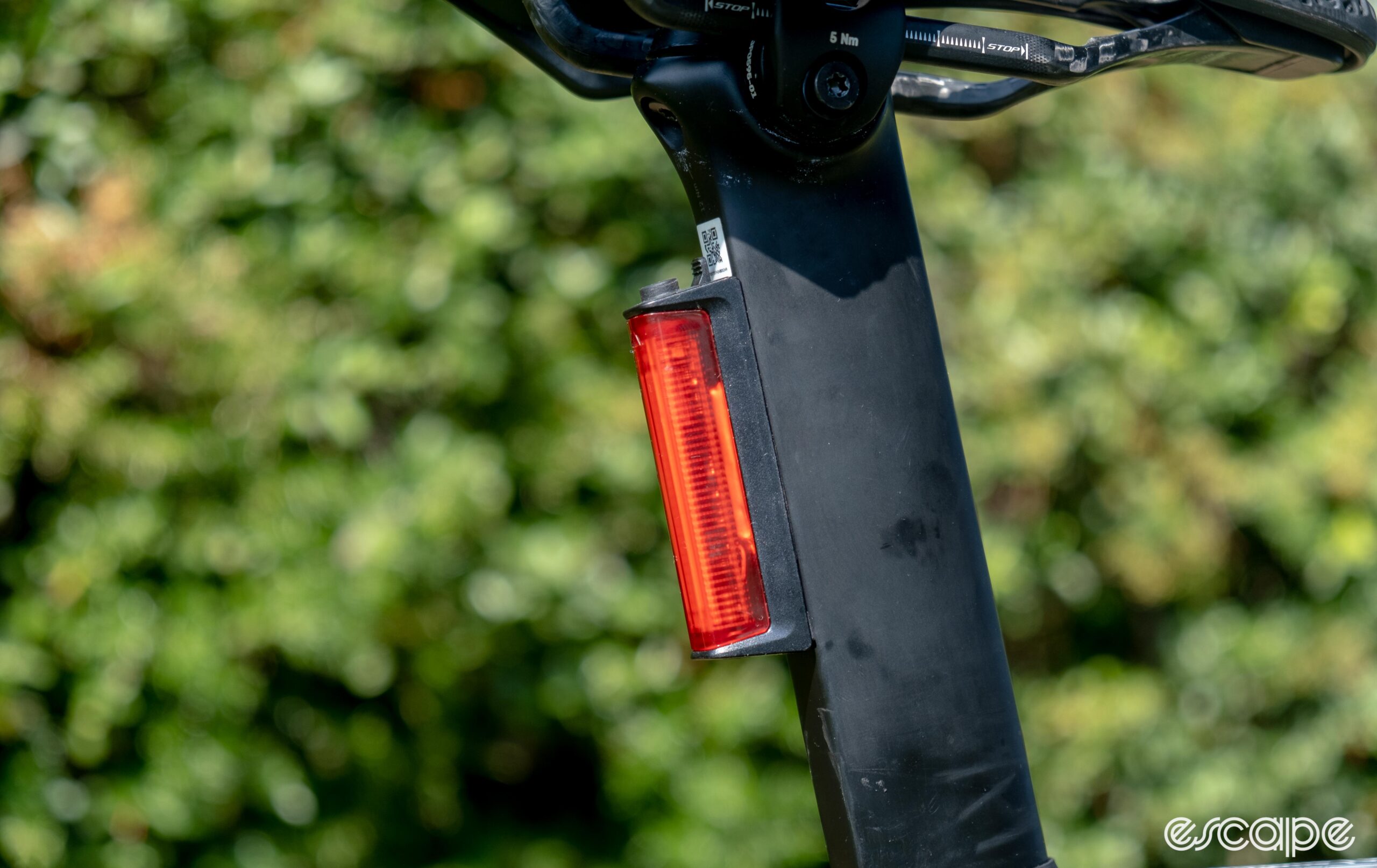 The photo shows the integrated rear light on Canyon's new Aeroad CFR