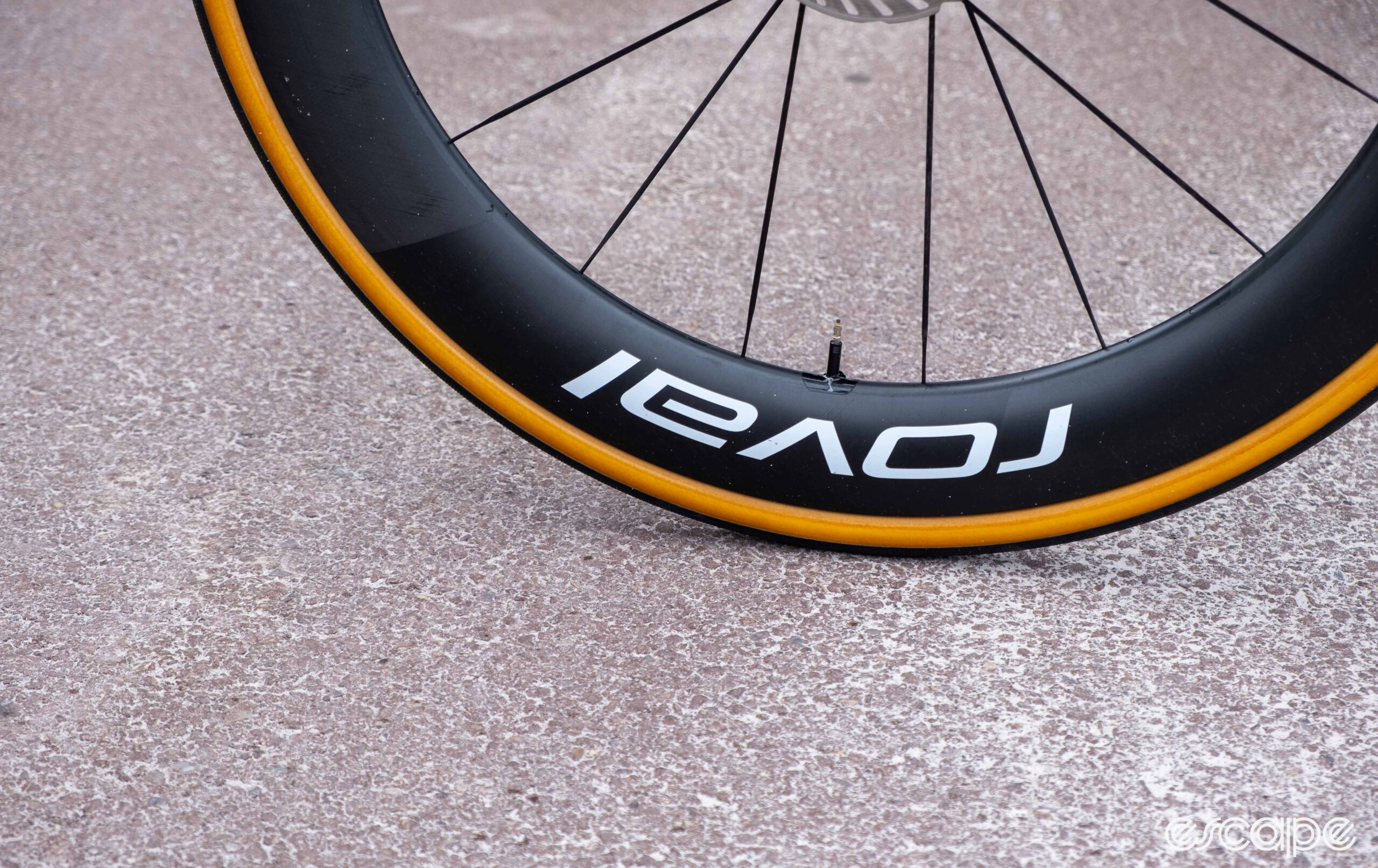 The image shows Evenepoel's new front wheel