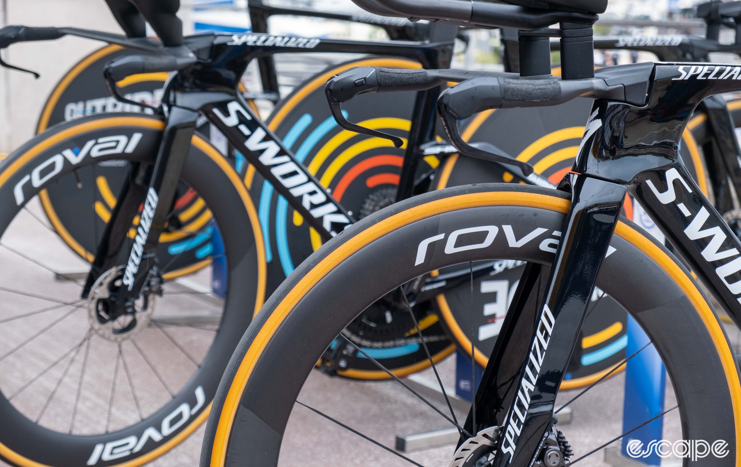 The image shows Evenepoel's new front wheel