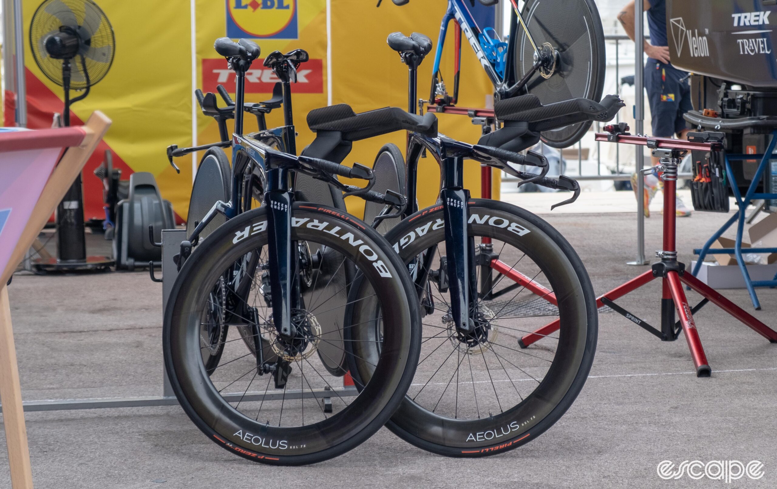 The image shows two trek speed concept bikes side by side