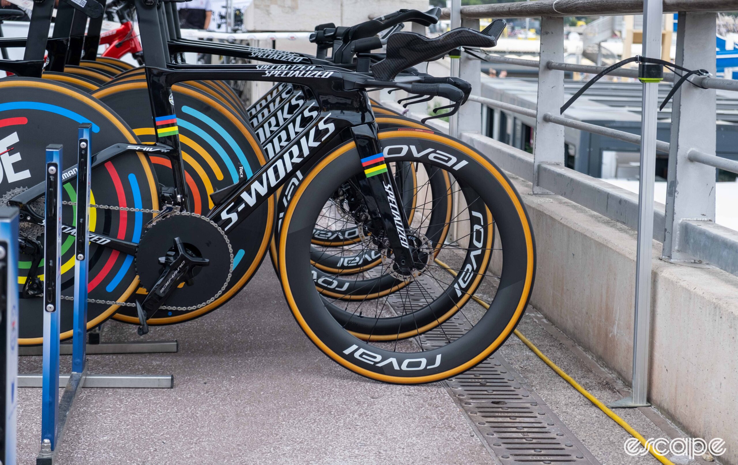 The image shows Evenepoel's new front wheel