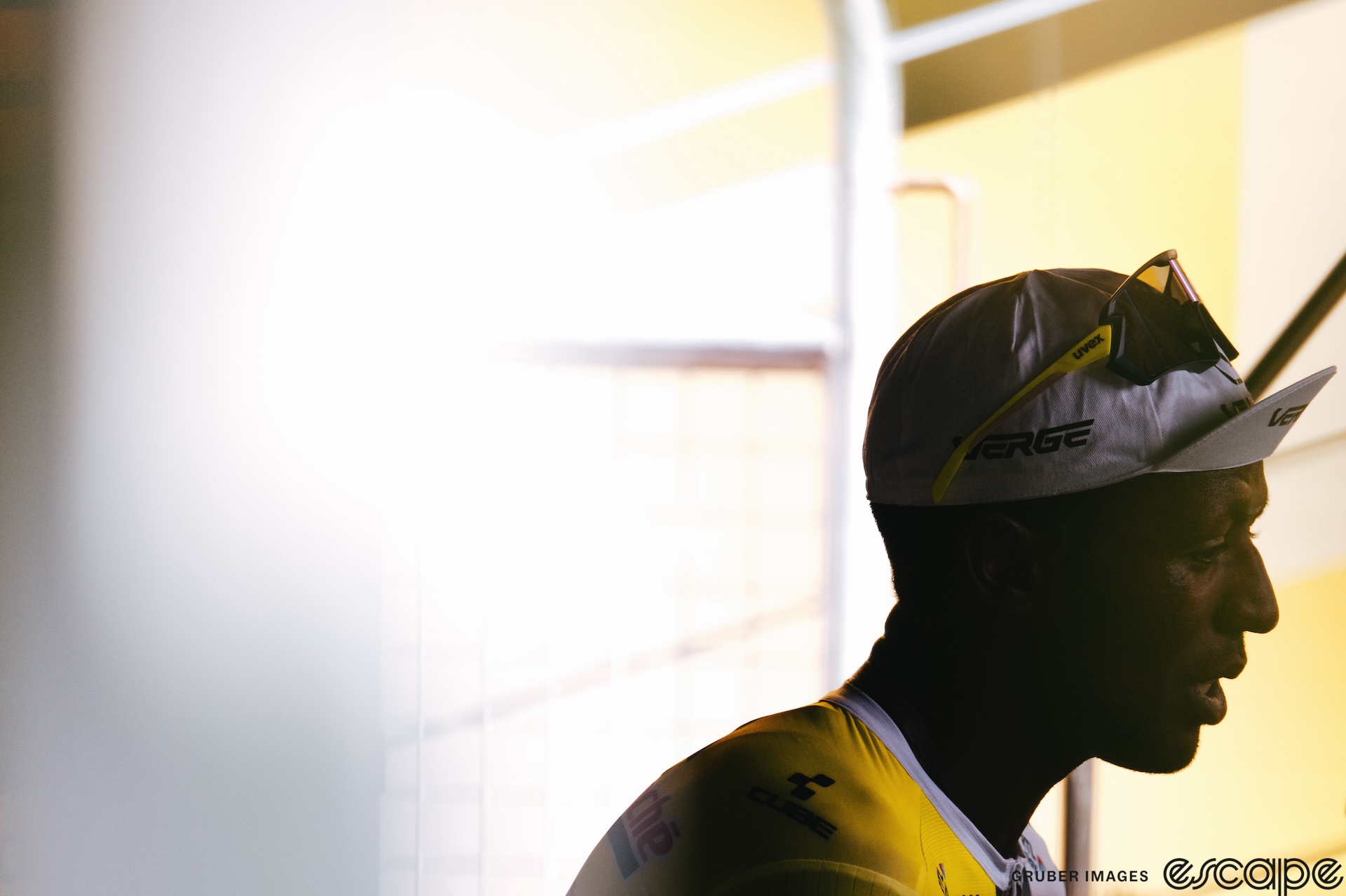 Biniam Girmay on the podium of stage 12 of the Tour de France.