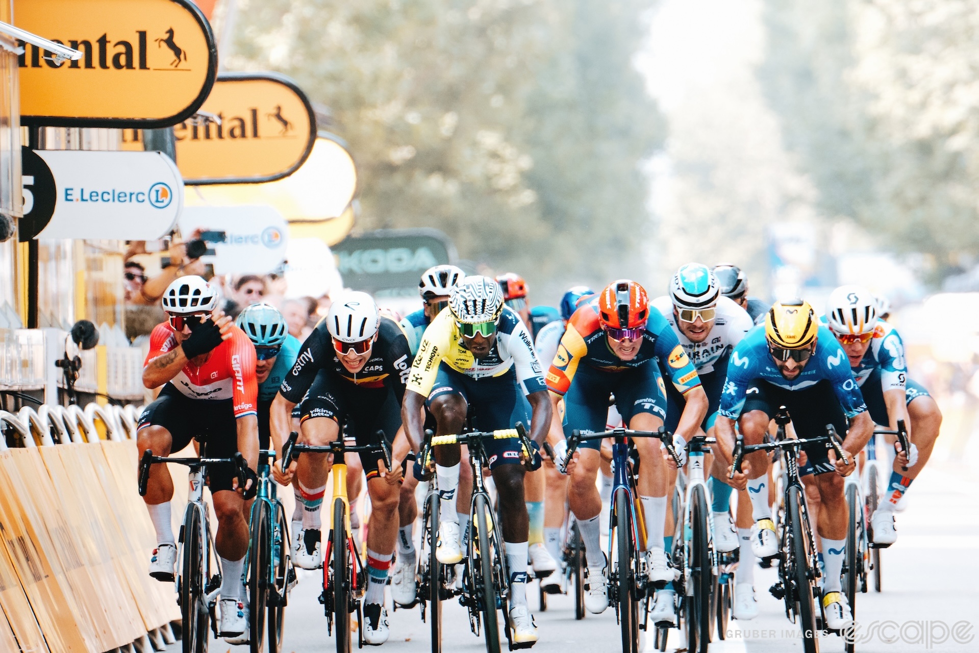 Biniam Girmay en route to victory on stage 3 of the Tour de France.