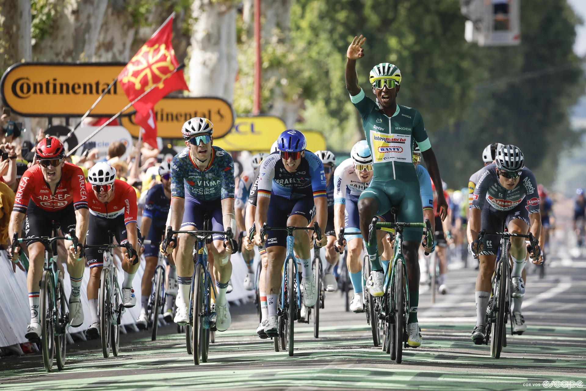 Biniam Girmay wins stage 12 of the Tour de France.