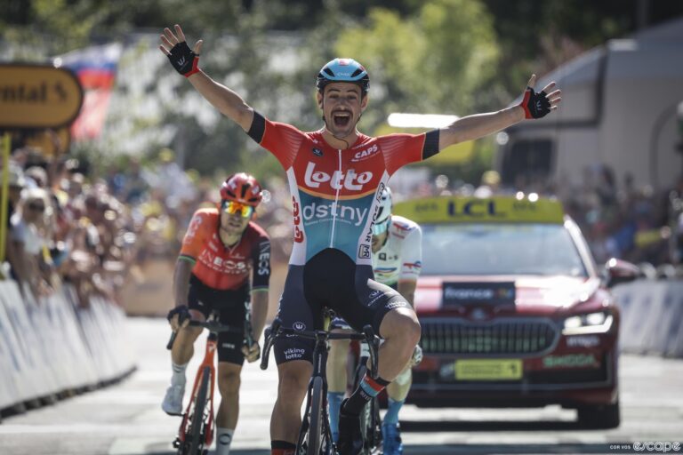 Victor Campenaerts wins stage 18 of the Tour de France.